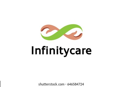 Creative Abstract Infinity Hands Leaf Symbol Logo Vector Design Illustration