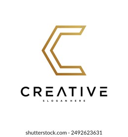 Diseño del logotipo de la letra C abstracta creativa. Vector Premium