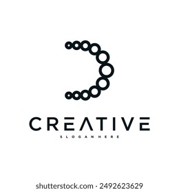 Creative abstract initial letter D logo design. Preamium Vector