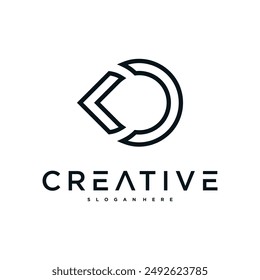 Creative abstract initial letter D logo design. Preamium Vector