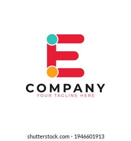 Creative Abstract Initial Letter E Logo. Colorful Rounded Line with Dots. Usable for Business and Branding Logos. Flat Vector Logo Design Ideas Template Element. Eps10 Vector