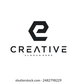Diseño del logotipo de la letra E abstracta creativa. Vector Premium