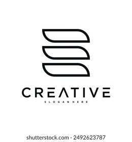 Creative abstract initial letter E logo design. Preamium Vector
