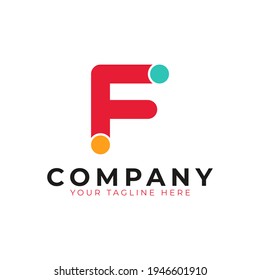 Creative Abstract Initial Letter F Logo. Colorful Rounded Line with Dots. Usable for Business and Branding Logos. Flat Vector Logo Design Ideas Template Element. Eps10 Vector