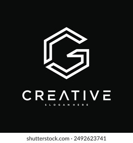 Creative abstract initial letter G logo design. Preamium Vector