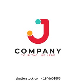 Creative Abstract Initial Letter J Logo. Colorful Rounded Line with Dots. Usable for Business and Branding Logos. Flat Vector Logo Design Ideas Template Element. Eps10 Vector