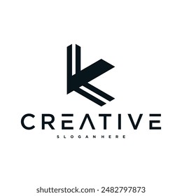 Kreatives abstraktes Anfangsbuchstaben-K-Logo-Design. Premium-Vektorgrafik