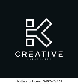 Creative abstract initial letter K logo design. Preamium Vector