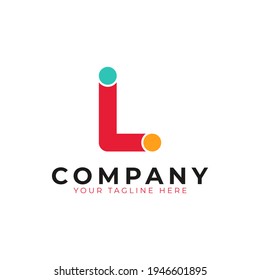 Creative Abstract Initial Letter L Logo. Colorful Rounded Line with Dots. Usable for Business and Branding Logos. Flat Vector Logo Design Ideas Template Element. Eps10 Vector
