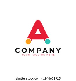 Resumen Creativo Logo De La Letra Inicial A. Colorida línea redondeada con puntos. Usable para logotipos de empresas y marcas. Elemento de plantilla Ideas de diseño de logotipo de vectores planos. Vector Eps10