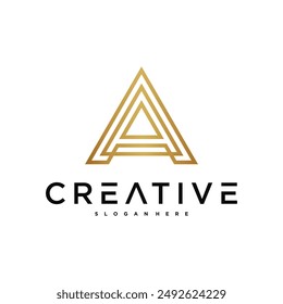 Creative abstract initial letter A logo design. Preamium Vector