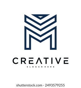 Creative abstract initial letter M logo design. Preamium Vector