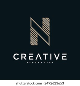 Creative abstract initial letter N logo design. Preamium Vector