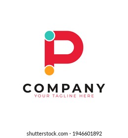 Creative Abstract Initial Letter P Logo. Colorful Rounded Line with Dots. Usable for Business and Branding Logos. Flat Vector Logo Design Ideas Template Element. Eps10 Vector