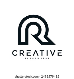 Creative abstract initial letter R logo design. Preamium Vector