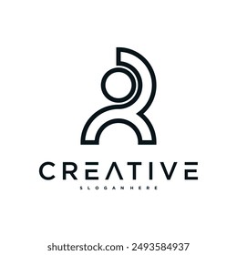 Creative abstract initial letter R logo design. Preamium Vector