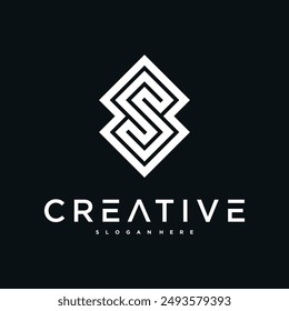 Creative abstract initial letter S logo design. Preamium Vector