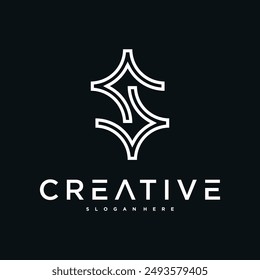 Creative abstract initial letter S logo design. Preamium Vector
