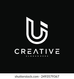 Creative abstract initial letter U logo design. Preamium Vector