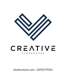 Creative abstract initial letter V logo design. Preamium Vector