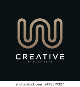 Creative abstract initial letter W logo design. Preamium Vector