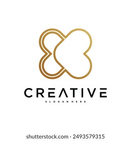 Creative abstract initial letter X logo design. Preamium Vector
