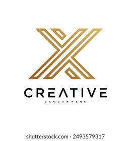 Creative abstract initial letter X logo design. Preamium Vector
