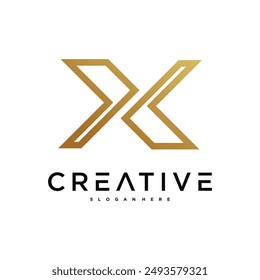 Creative abstract initial letter X logo design. Preamium Vector