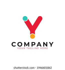 Resumen Creativo Logo De La Letra Inicial Y. Colorida línea redondeada con puntos. Usable para logotipos de empresas y marcas. Elemento de plantilla Ideas de diseño de logotipo de vectores planos. Vector Eps10