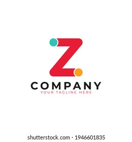 Creative Abstract Initial Letter Z Logo. Colorful Rounded Line with Dots. Usable for Business and Branding Logos. Flat Vector Logo Design Ideas Template Element. Eps10 Vector