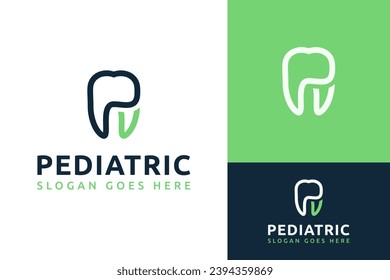 Creative Abstract Initial P for Pediatric in Tooth Teeth Dent Dental Dentist Logo Design Branding Template