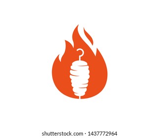 Creative Abstract Kebab Meat fire Logo Design Symbol Vector Illustration