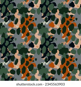 Creative abstract leopard skin seamless pattern. Textured camouflage background. Trendy animal fur wallpaper. Design for fabric, textile, wrapping paper, cover, poster, Illustration