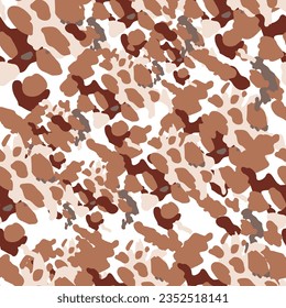 Creative abstract leopard skin seamless pattern. Textured camouflage background. Trendy animal fur wallpaper. Design for fabric, textile, wrapping paper, cover, poster, Illustration