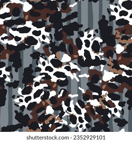 Creative abstract leopard skin seamless pattern. Textured camouflage background. Trendy animal fur wallpaper. Design for fabric, textile, wrapping paper, cover, poster, Illustration