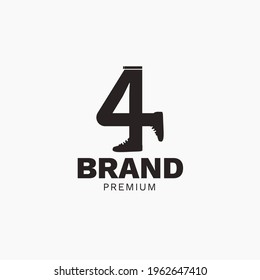 Creative abstract letter 4 with shoes logo design for company or brand