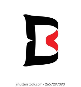 Letra abstrata criativa B Logo em negrito vermelho e preto Design.