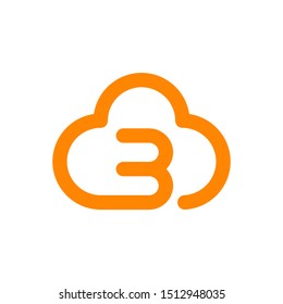 Creative abstract letter B or number 3 and cloud logo design vector line art style