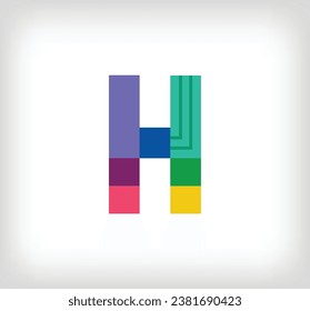 Creative abstract letter H multicolored linear logo. Modern lettering lines with new pop art colors. Font alphabet template. Creative education geometric.vector
