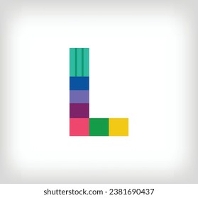 Creative abstract letter L multicolored linear logo. Modern lettering lines with new pop art colors. Font alphabet template. Creative education geometric.vector