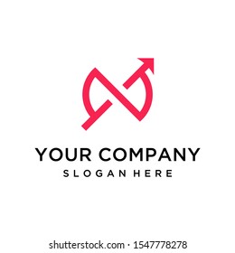 Creative abstract letter N with arrow logo design vector. Letter N and infinity logo design concept