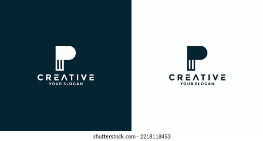creative abstract letter P logo design