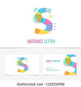 Creative abstract Letter s design vector template on The Business Card Template. Abstract Colorful Alphabet .Friendly funny ABC Typeface. Type Characters.EPS10