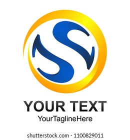 Creative abstract letter S vector logo design template element. Colored yellow circle blue concept icon