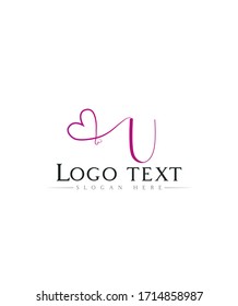Carta abstracta creativa plantilla de logotipo de amor U, logotipo vectorial para identidad empresarial y de empresa 