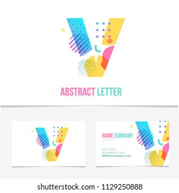 Creative abstract Letter v design vector template on The Business Card Template. Abstract Colorful Alphabet .Friendly funny ABC Typeface. Type Characters.EPS10