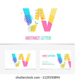 Creative abstract Letter w design vector template on The Business Card Template. Abstract Colorful Alphabet .Friendly funny ABC Typeface. Type Characters.EPS10