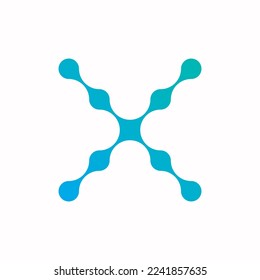 Creative abstract letter X molecule design vector template