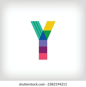 Creative abstract letter Y multicolored linear logo. Modern lettering lines with new pop art colors. Font alphabet template. Creative education geometric.vector