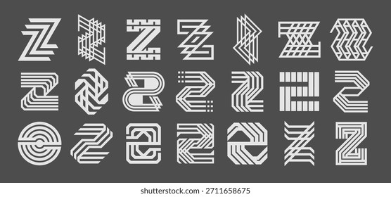 Logotipo abstracto creativo de la letra Z, sistema del diseño del número 2